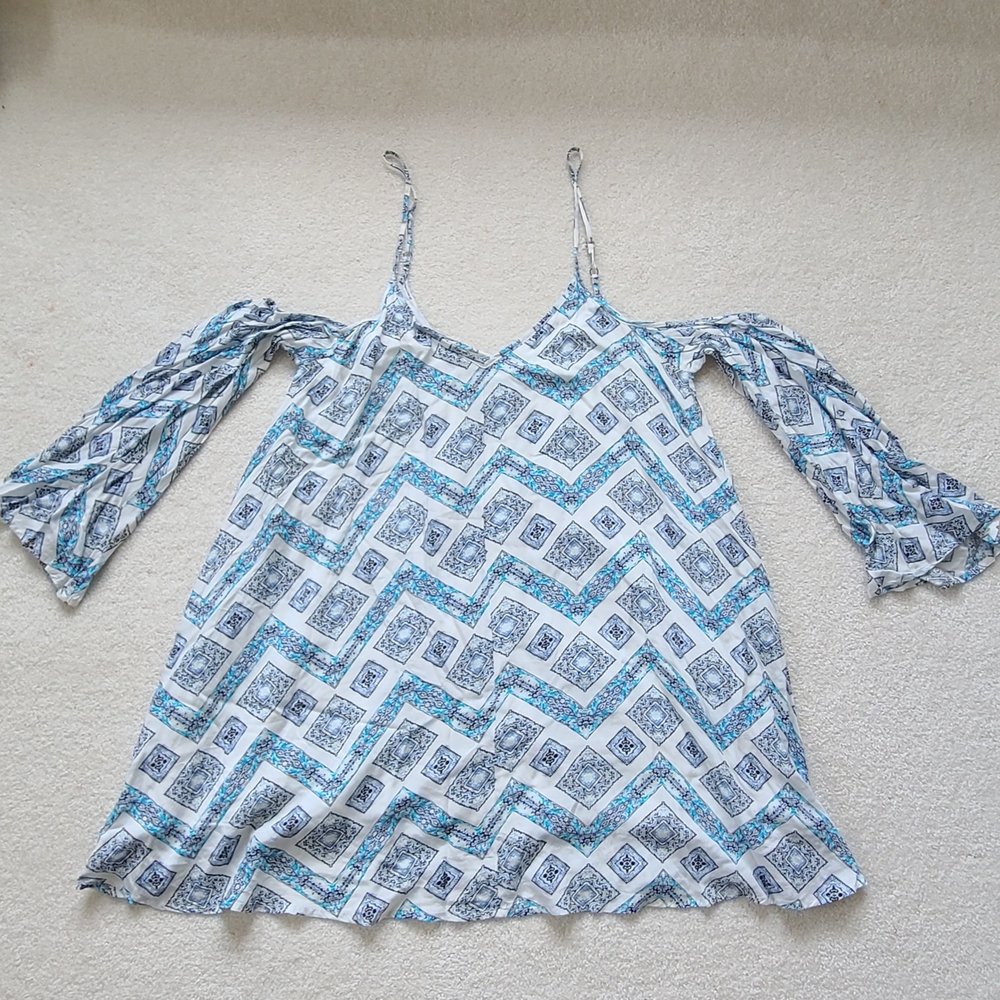 EUC LUCCA Couture Bohemian Off The Shoulder Mini Dress Sz L